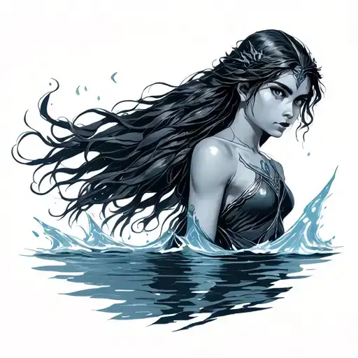 artemis from percy jackson with water tattoo design idea