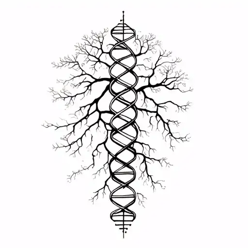 tree roots dna strand tattoo design idea