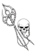 flail with demonic skull and chain  tattoo design idea
