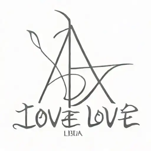 Japanese word "love" "peace" and "happiness" with libra zodiac sign tattoo design idea