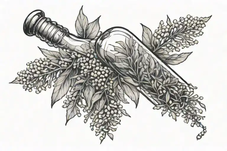 Goldenrod inside one bottle tattoo design idea
