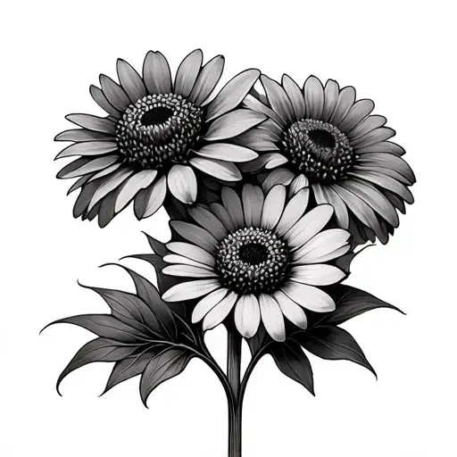 three coneflowers connected to one stem. tattoo design idea
