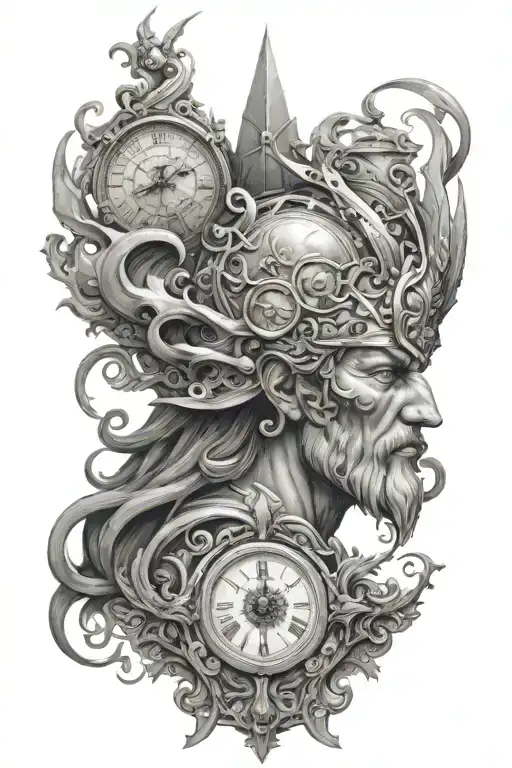 kronos god of time tattoo design idea