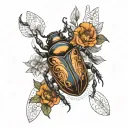 beetle, mountains, nature, casting, flowers, minimalism, lines tattoo design idea
