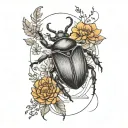 beetle, mountains, nature, casting, flowers, minimalism, lines tattoo design idea