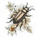 beetle, mountains, nature, casting, flowers, minimalism, lines tattoo design idea