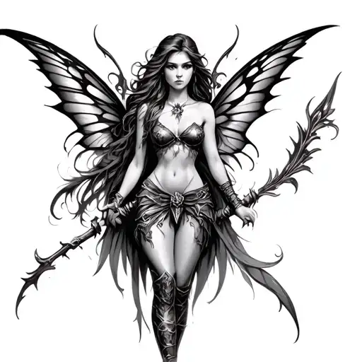 Warrior Fairy tattoo design idea