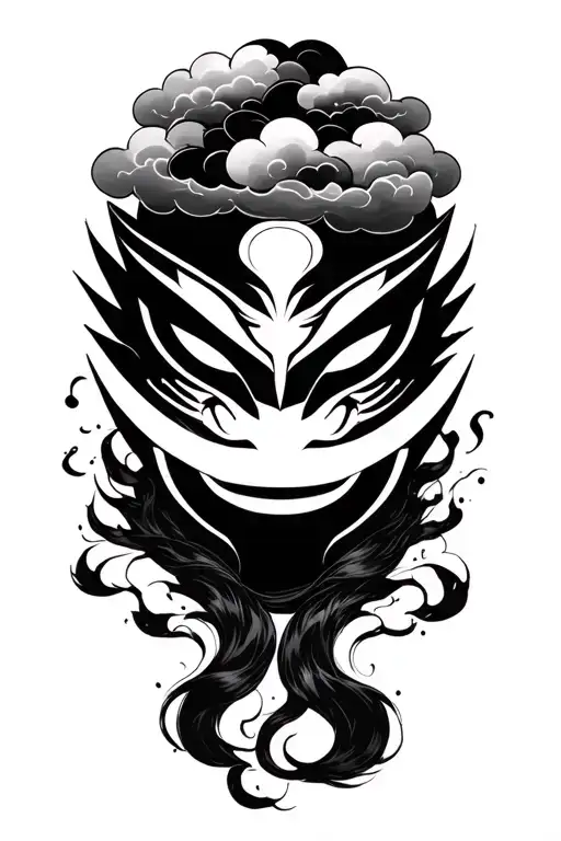 japanese black cloud with anbu mask tattoo design idea