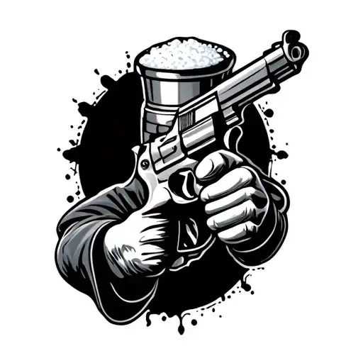 salt shaker holding a gun tattoo design idea