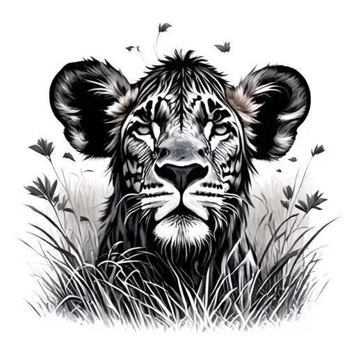 African Safari with GRASSLANDS tattoo design idea