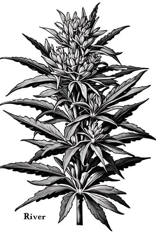 River Sage Plant with the name "River Sage" in it tattoo design idea