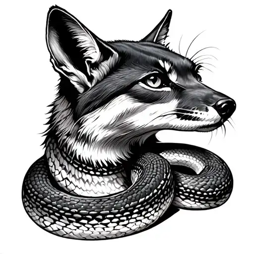 Jackal with ball python back tattoo tattoo design idea