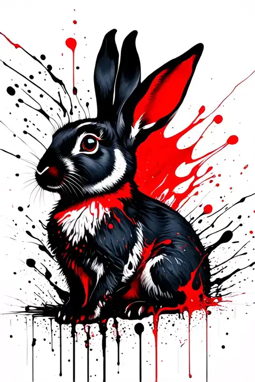 Black-fire rabbit tattoo design idea