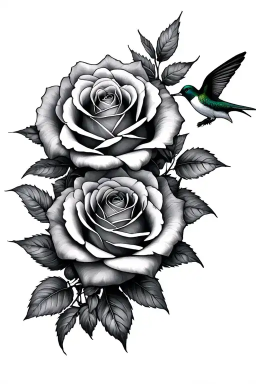 roses and hummingbirds  tattoo design idea