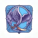 wings with knife  tattoo design idea