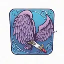 wings with knife  tattoo design idea