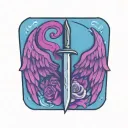 wings with knife  tattoo design idea