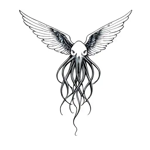 Japanese Flying Squid tattoo design idea