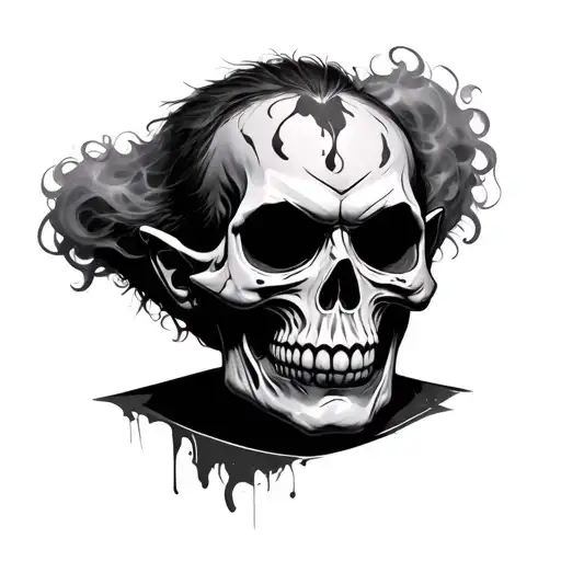 smoke skull cheese skin pin head chucky tattoo design idea