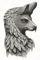 A bear head profile holding and looking like a owl tattoo design idea