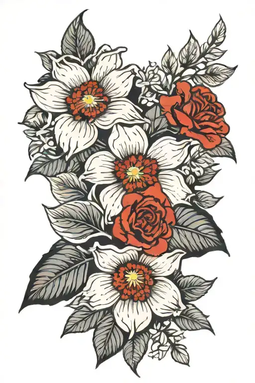 Flowers, Red ink tattoo,  tattoo design idea