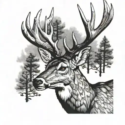10 point buck deer tattoo design idea