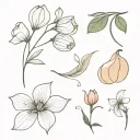 sugar plum, dumpling, sweet pea flower tattoo design idea