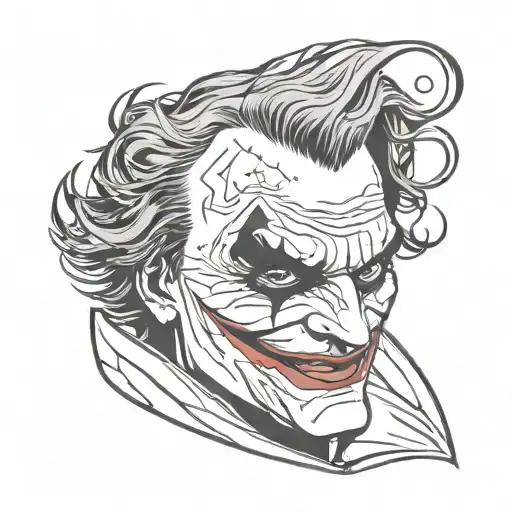 joker wearing batman cowl tattoo design idea