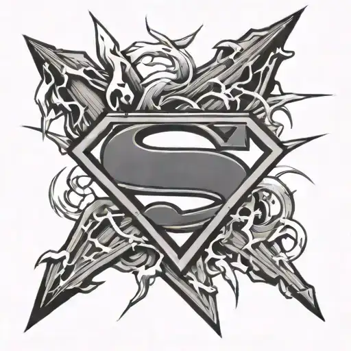 Superman logo intertwined with lightning bolts tattoo design idea