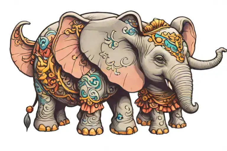 Dumbo the elephant and his mother  tattoo design idea