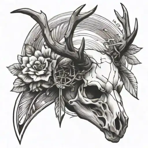 Deer Skull With Arrow tattoo design idea