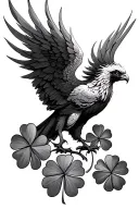 phoenix rising with 4 leaf clover tattoo design idea