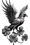 phoenix rising with 4 leaf clover tattoo design idea