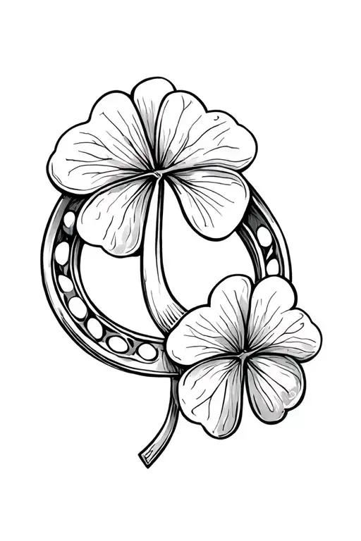 four leaf clover and horse shoe tattoo design idea