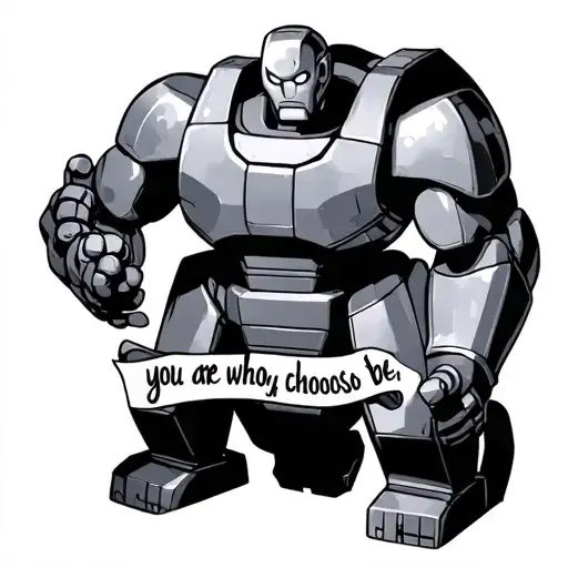 The Iron Giant with the quote "you are who you choose to be" tattoo design idea