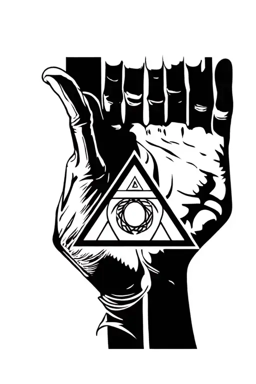 make a tatto design that goes from the elbow to thehand and contains the illuminati symbol in the hand and a cool design tattoo design idea