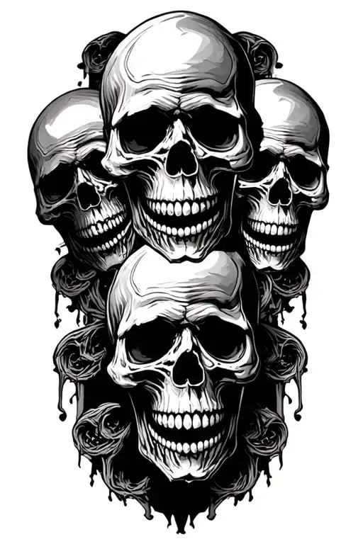 multiple skulls black inc tattoo design idea