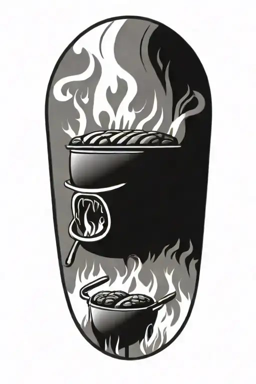 BBQ fire coming tattoo design idea