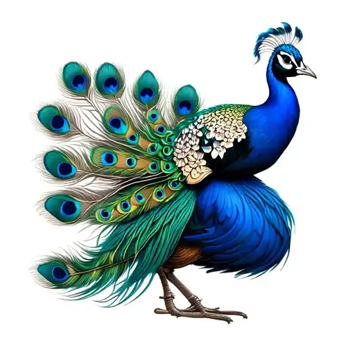 peacock cute small not too many feathers tattoo design idea