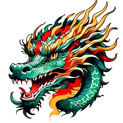 Dragon and heads tattoo design idea