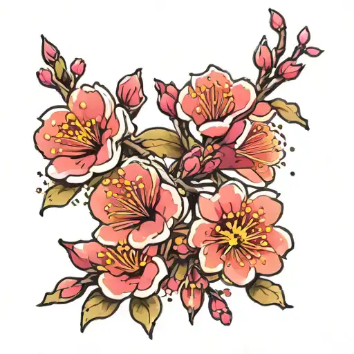 plum blossoms blooming tattoo design idea
