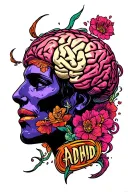 adhd brain struggle tattoo design idea