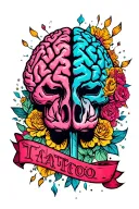 adhd brain struggle tattoo design idea