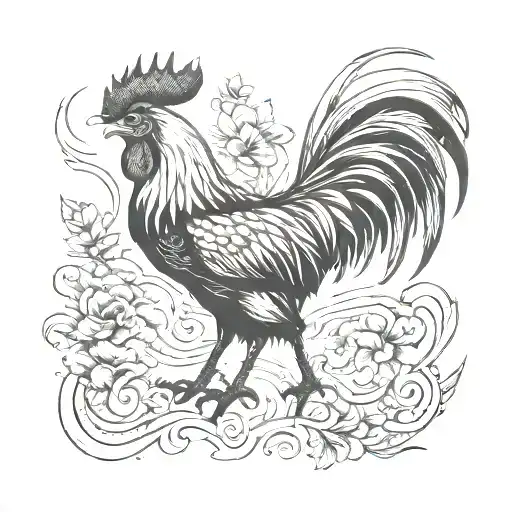 Rooster fighting tattoo design idea