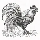 Rooster fighting tattoo design idea
