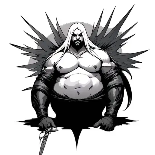 sephiroth gets massively fattest obese  tattoo design idea