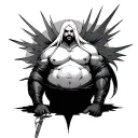 sephiroth gets massively fattest obese  tattoo design idea