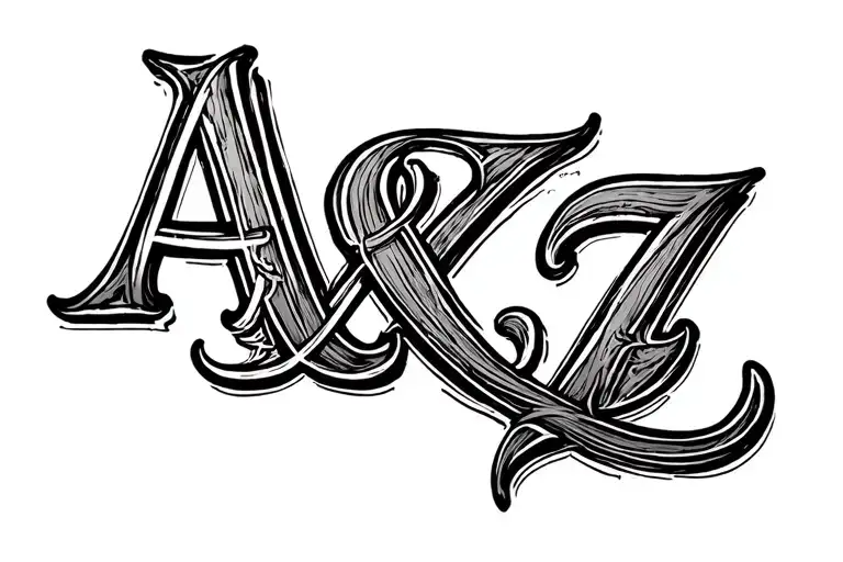 A & Z letters in cursive letters, interswined tattoo design idea