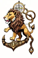 Lion, Compass, Anchor tattoo design idea