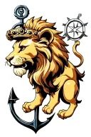 Lion, Compass, Anchor tattoo design idea